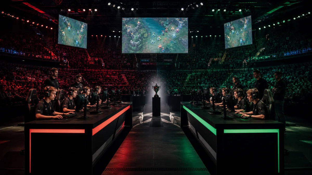 Turneu profesionist de esports într-o arenă modernă